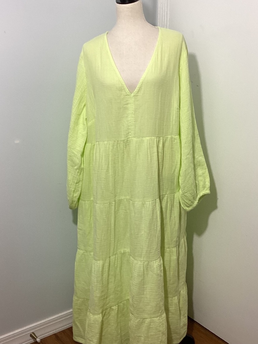 NWT UNIVERSAL THREAD XXL MAXI DRESS LEMON SORBET MUSLIN TIERED BEACH RESORT